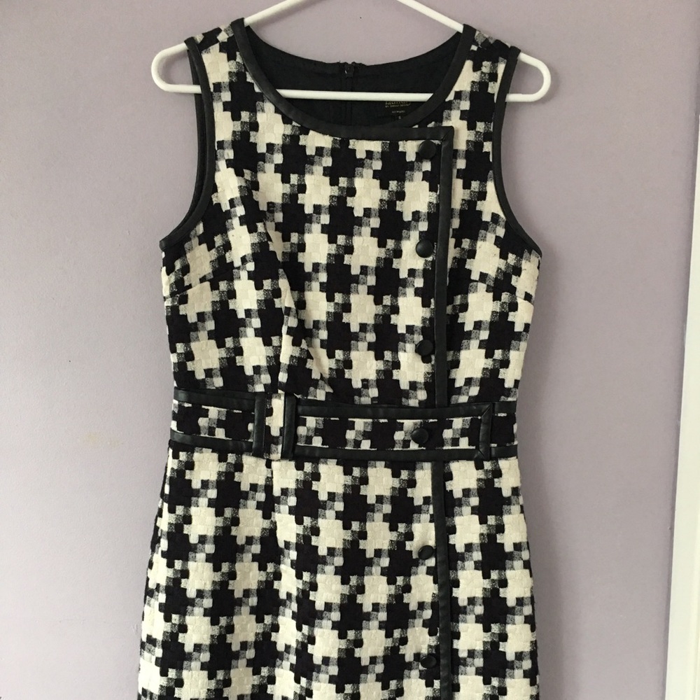 Black and white dress with leather detail